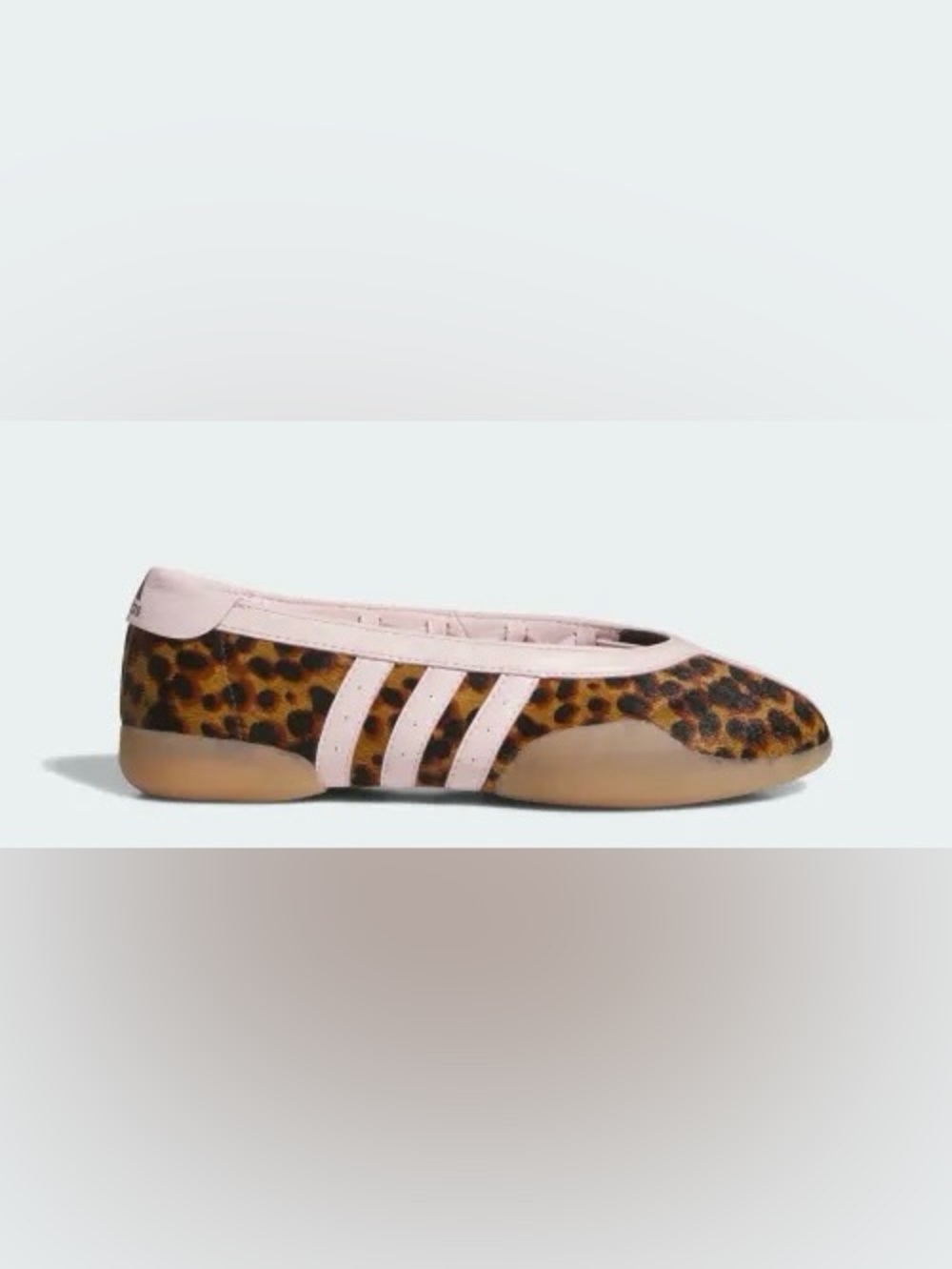 adidas Leopard Print Ballet Flat with Pale Pink Stripes